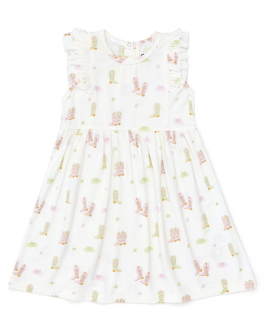 Cow Girl Boots Modal Tencel Ruffle Dress-Coccoli