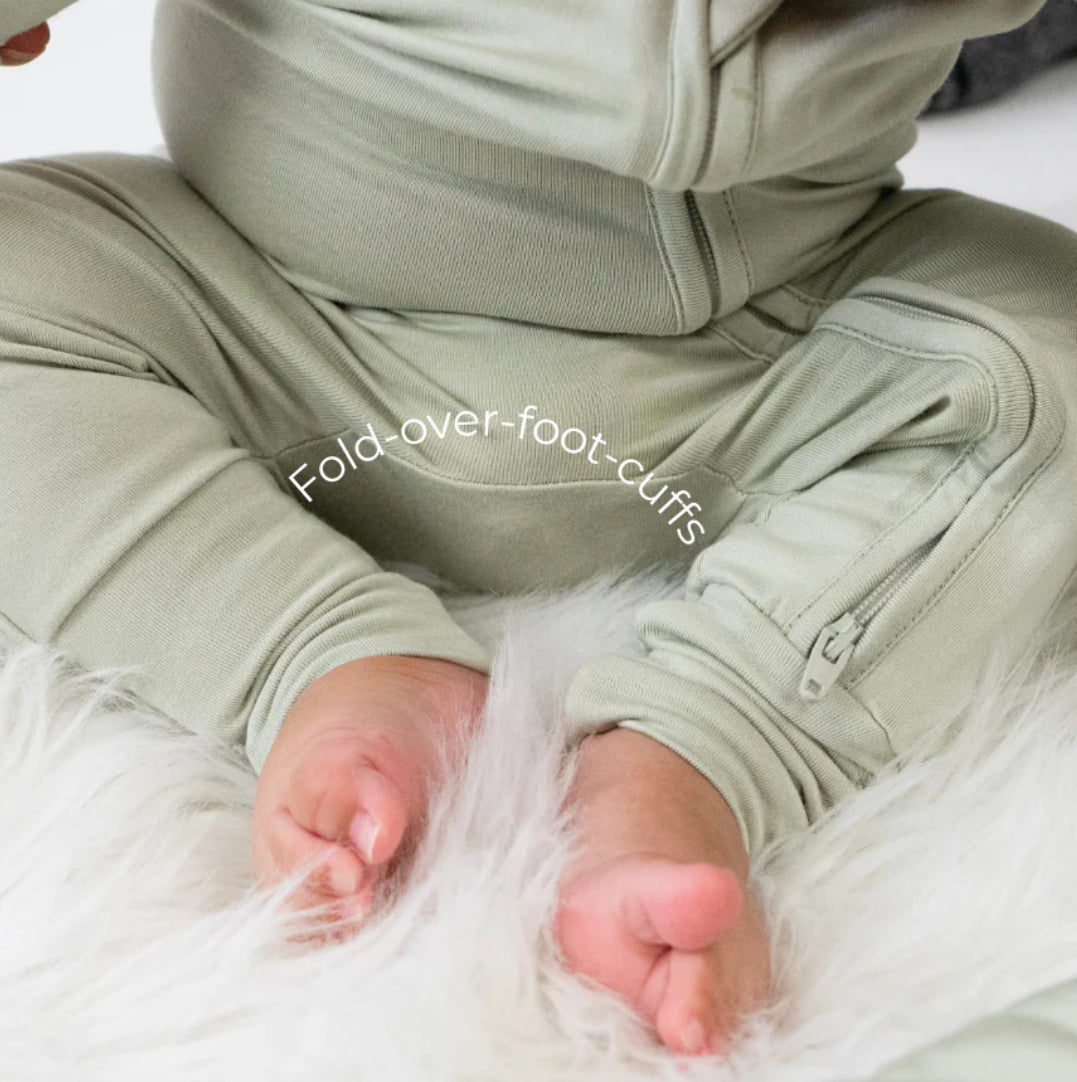 Sage Footless Sleeper with Fold-over Cuffs-Belan.J