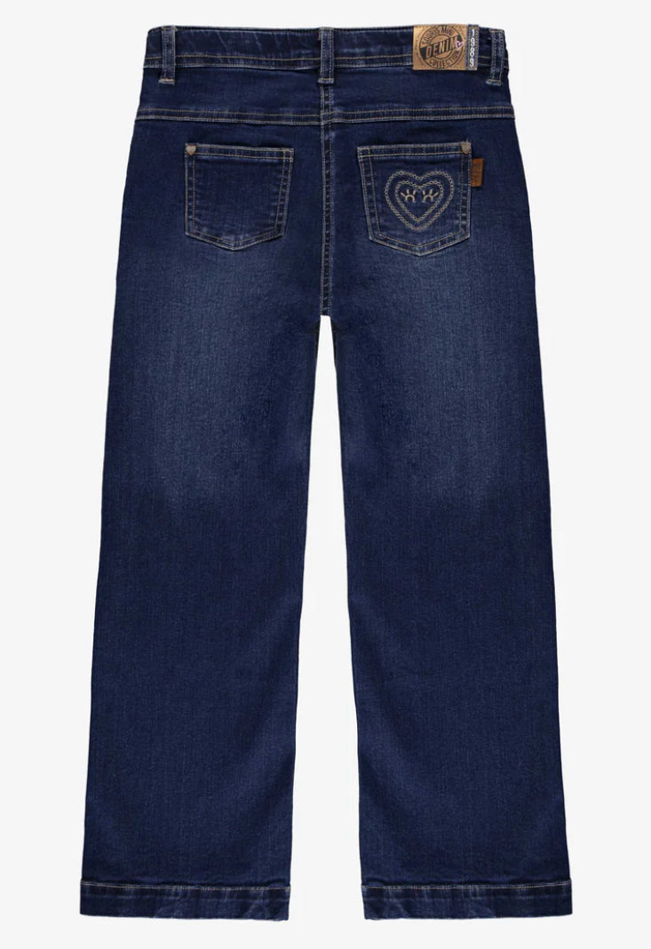 Flare Bottom Jeans with Slits in Stretch Denim-Souris Mini