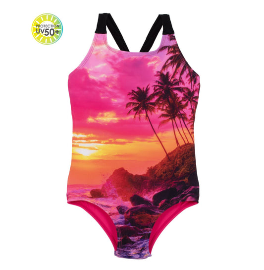 Sunset swim suit, pink swim suit, girls swim suit,