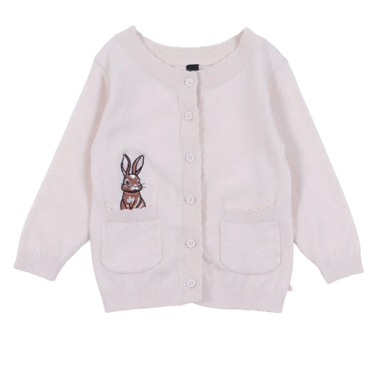 Soft Knit Cream Rabbit Baby Knit Cardigan -Nano