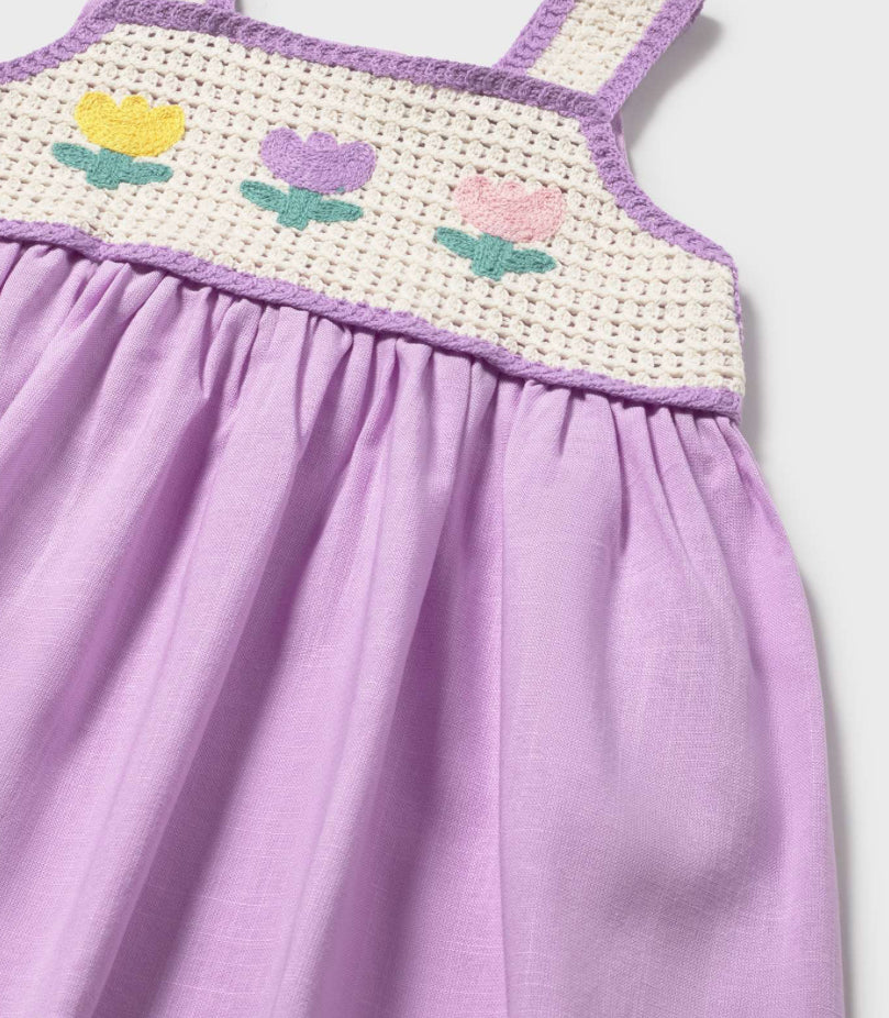 Lilac Crochet Bodice Dress-Mayoral