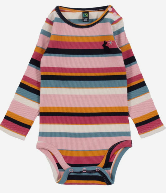 Ribbed Colourful Striped Bodysuit-Nano