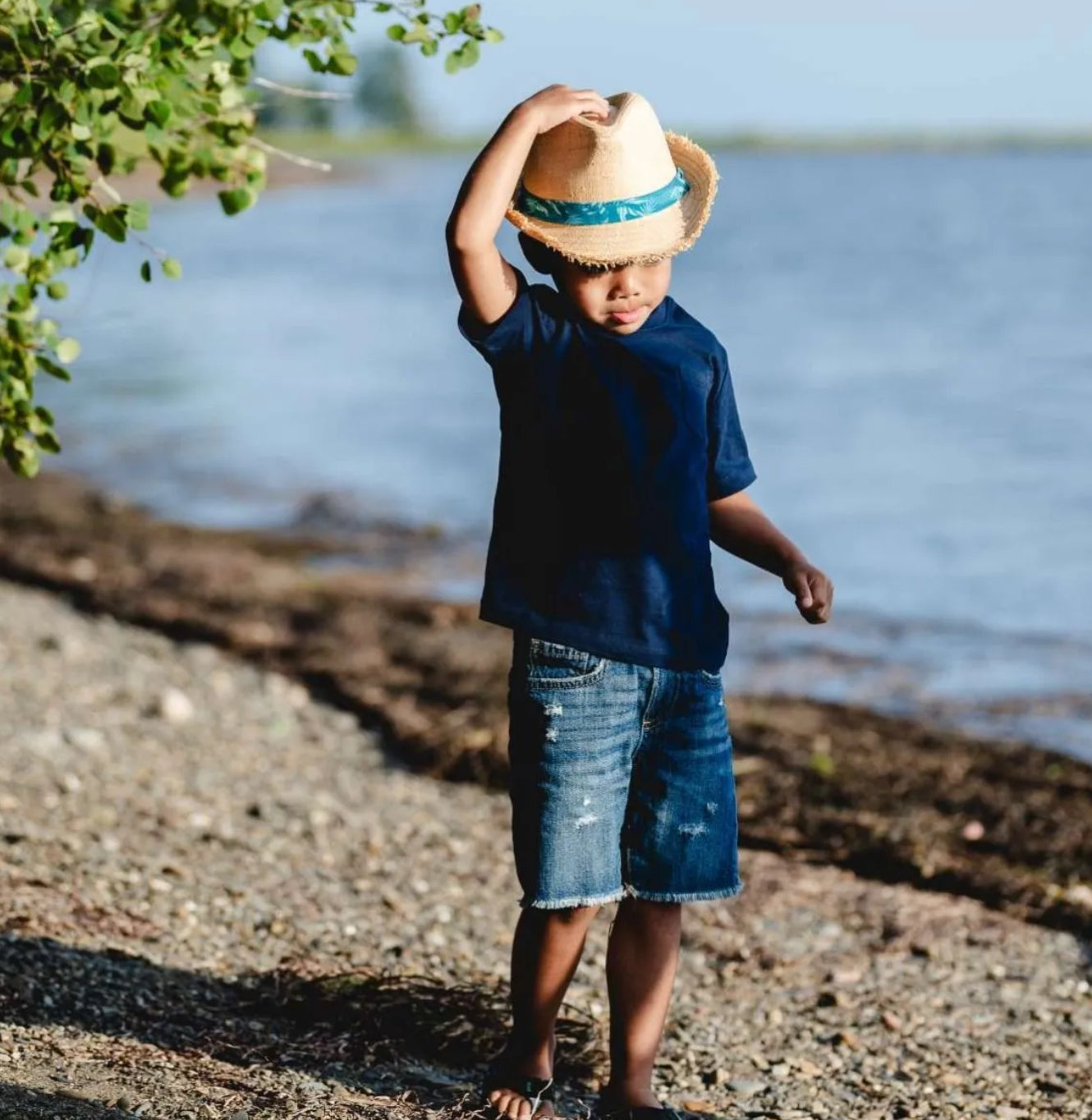 Rafia Blue Hawaiian Fedora-Calikids