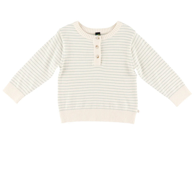 Ivory Baby Striped Sweater With Buttons-Nano