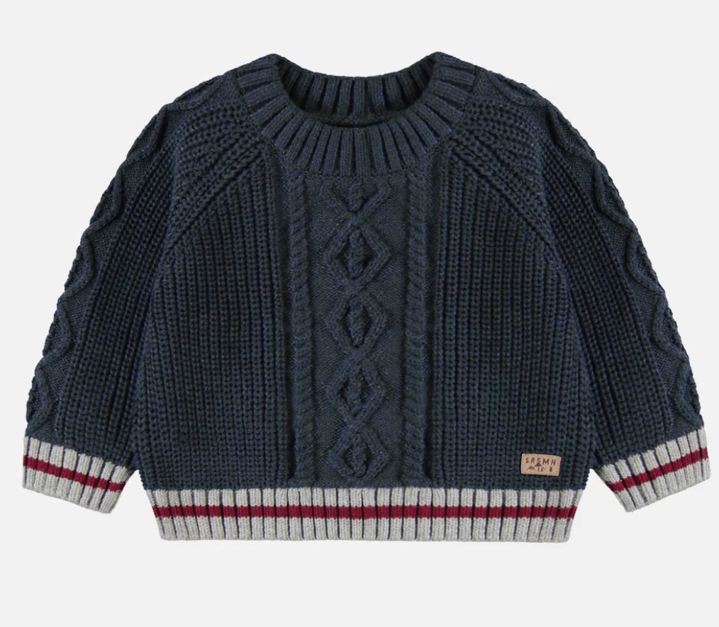 Navy Cable Knitted Sweater-Souris Mini-Infant/Toddler