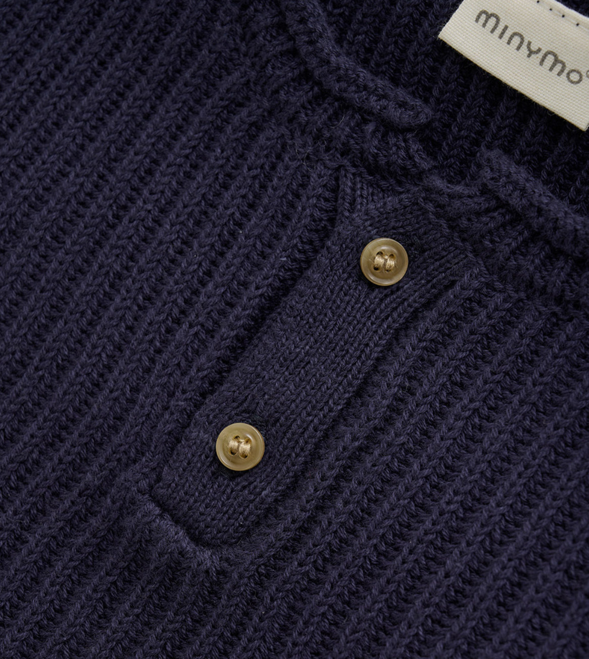 Navy Knit Sweater With Buttons-Minymo