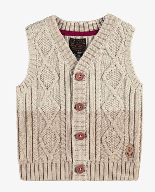 Cream Cable Knit Sweater Vest -Souris Mini