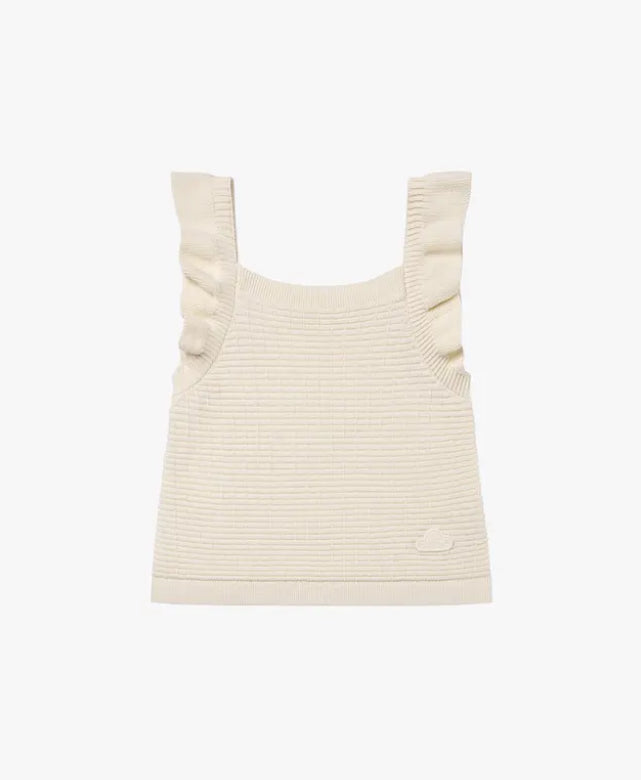 Jet Stream Cotton Ruffled Knit Tank Top-Petite Revery