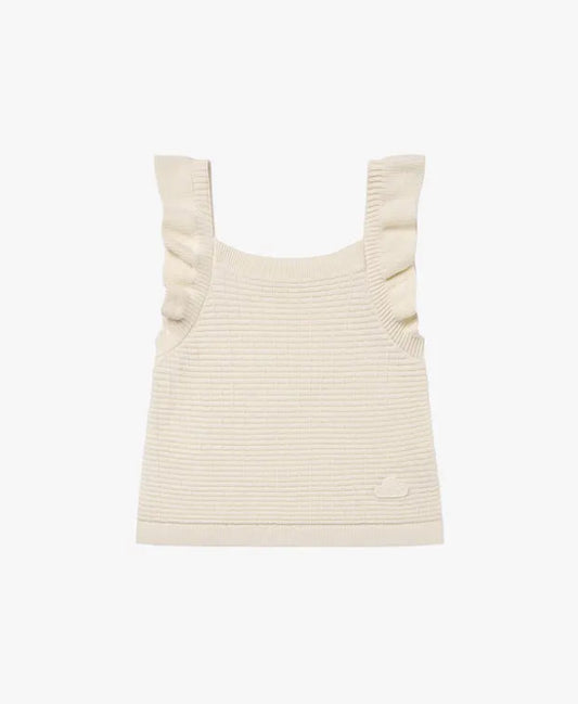 Jet Stream Cotton Ruffled Knit Tank Top-Petite Revery