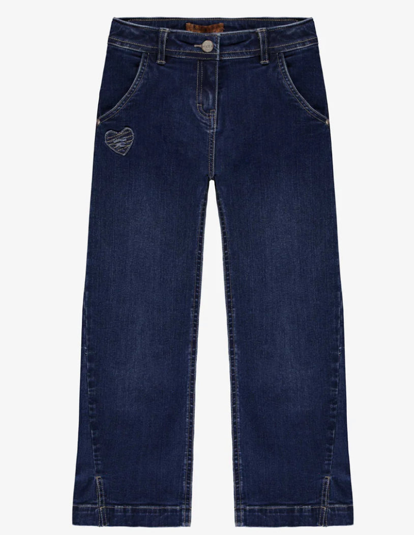 Flare Bottom Jeans with Slits in Stretch Denim-Souris Mini