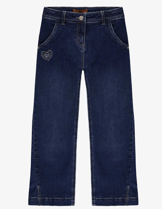 Flare Bottom Jeans with Slits in Stretch Denim-Souris Mini