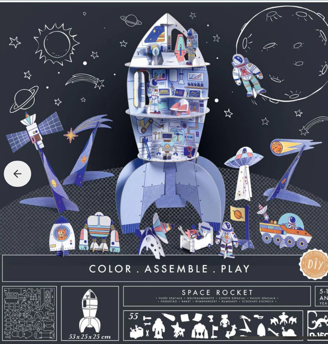 Colour, Assemble, Play Space Rocket. Djeco