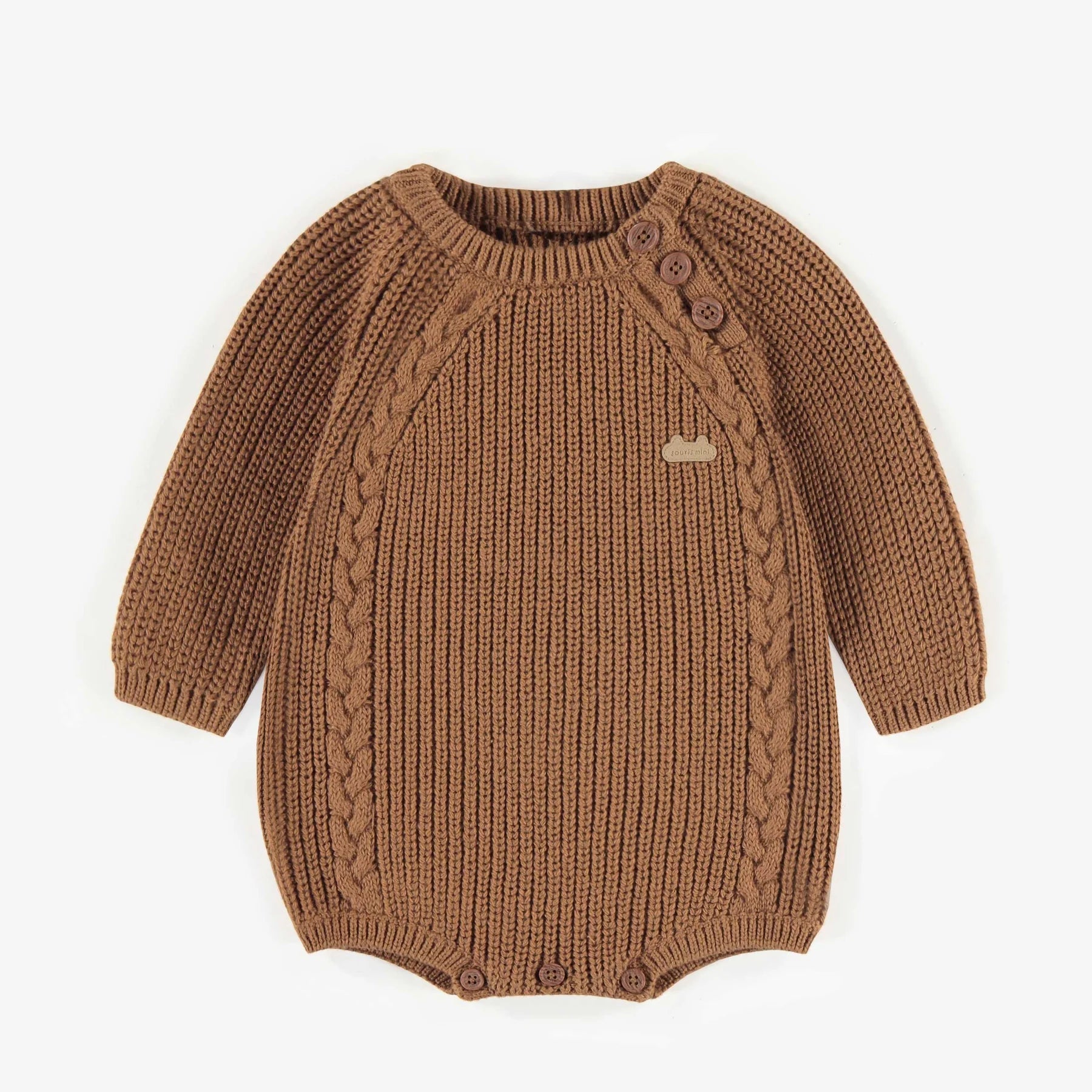 Puffy Brown Knit One Pieces Souris Mini