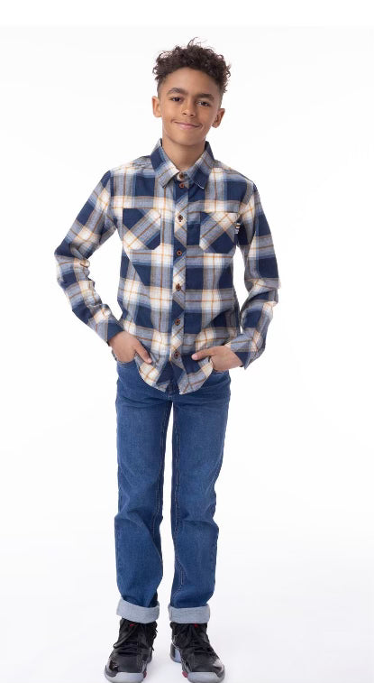 blue plaid boys shirt, plaid shirt, blue plaid shirt