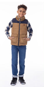 Plush Quilted Vest In Taupe-Nano