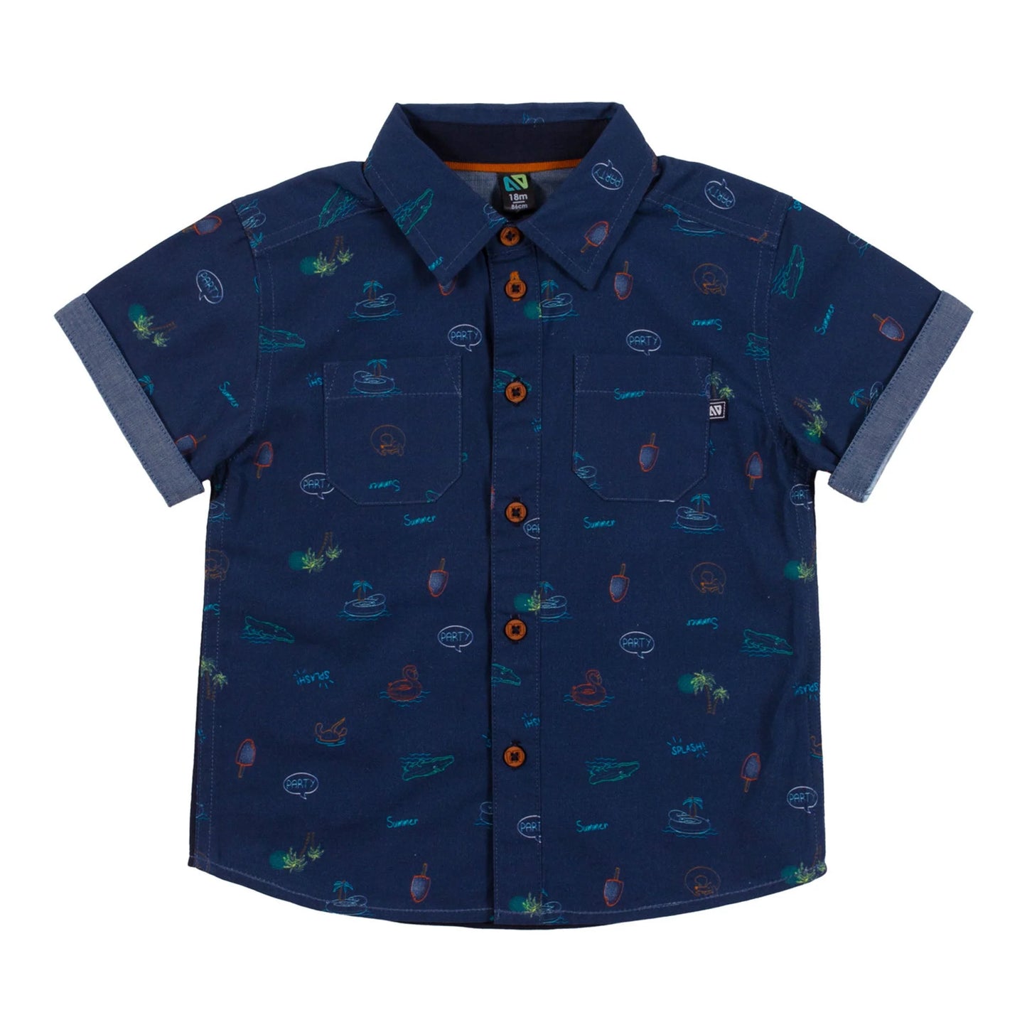 Navy Beach Party Shirt Nano- Baby