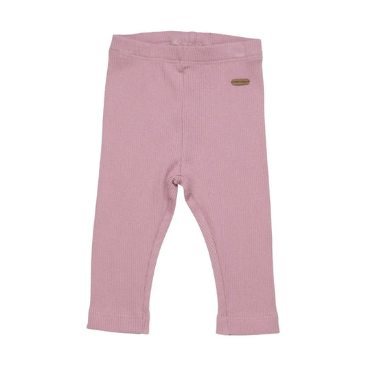 Ribbed Baby Cotton Leggings - Mauve-Minymo