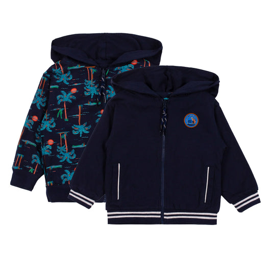 Baby Reversible Zipper Hoodie Palm Trees -Nano