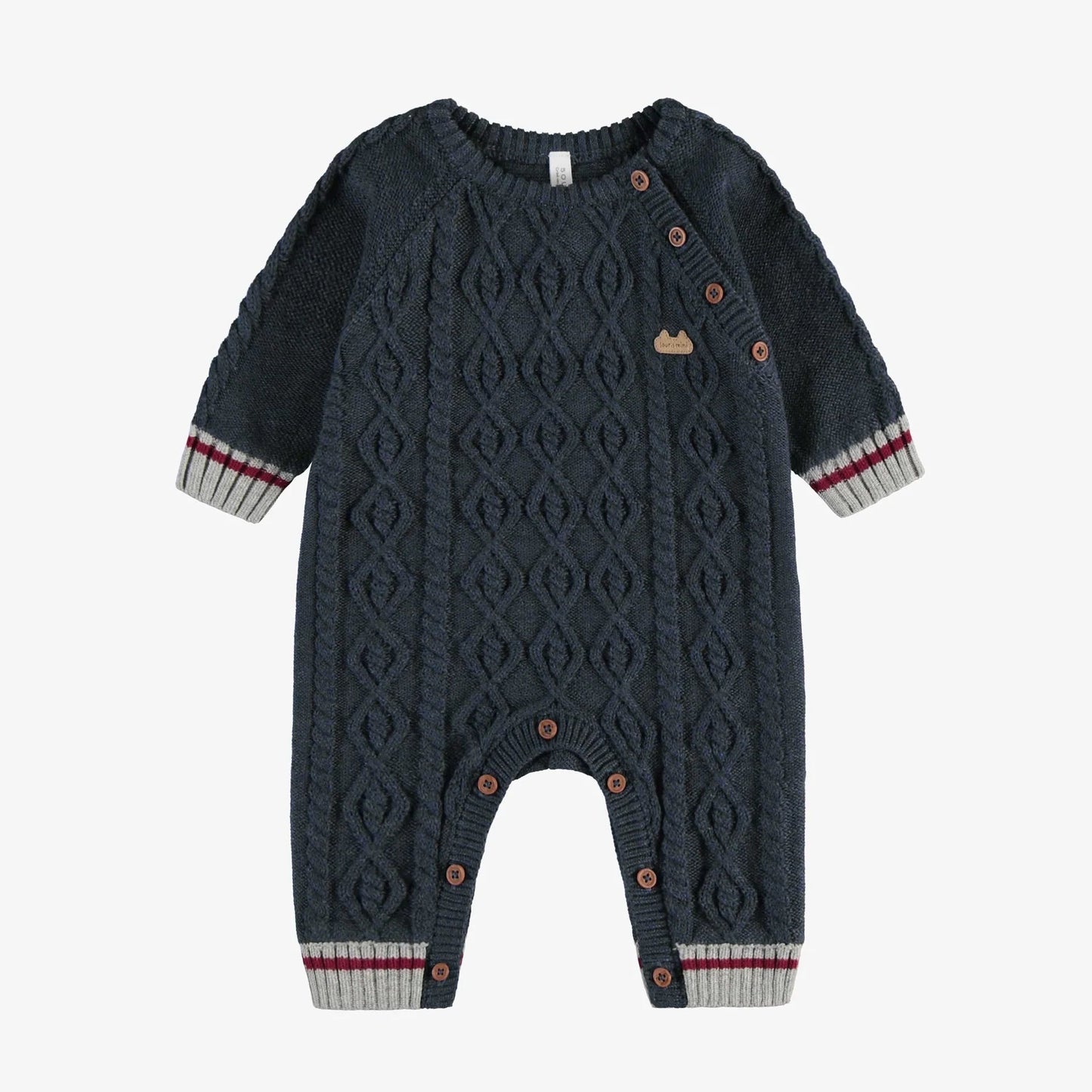 Navy One Piece With Long Sleeves In Soft Knit-Souris Mini