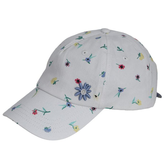White Floral Buds Ball Cap Calikids