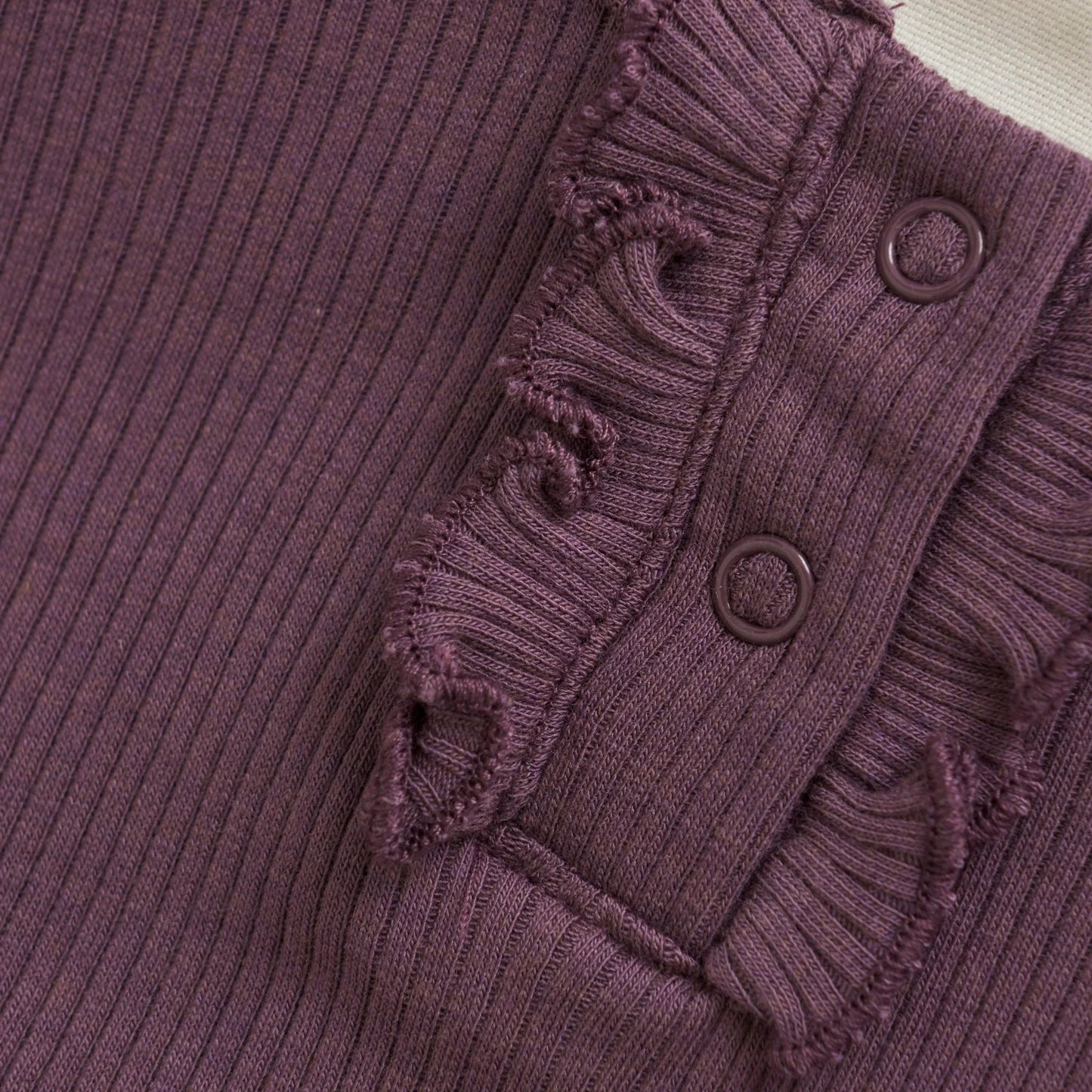 Purple Ribbed Long Sleeved Bodysuit In Cotton-MinyMo