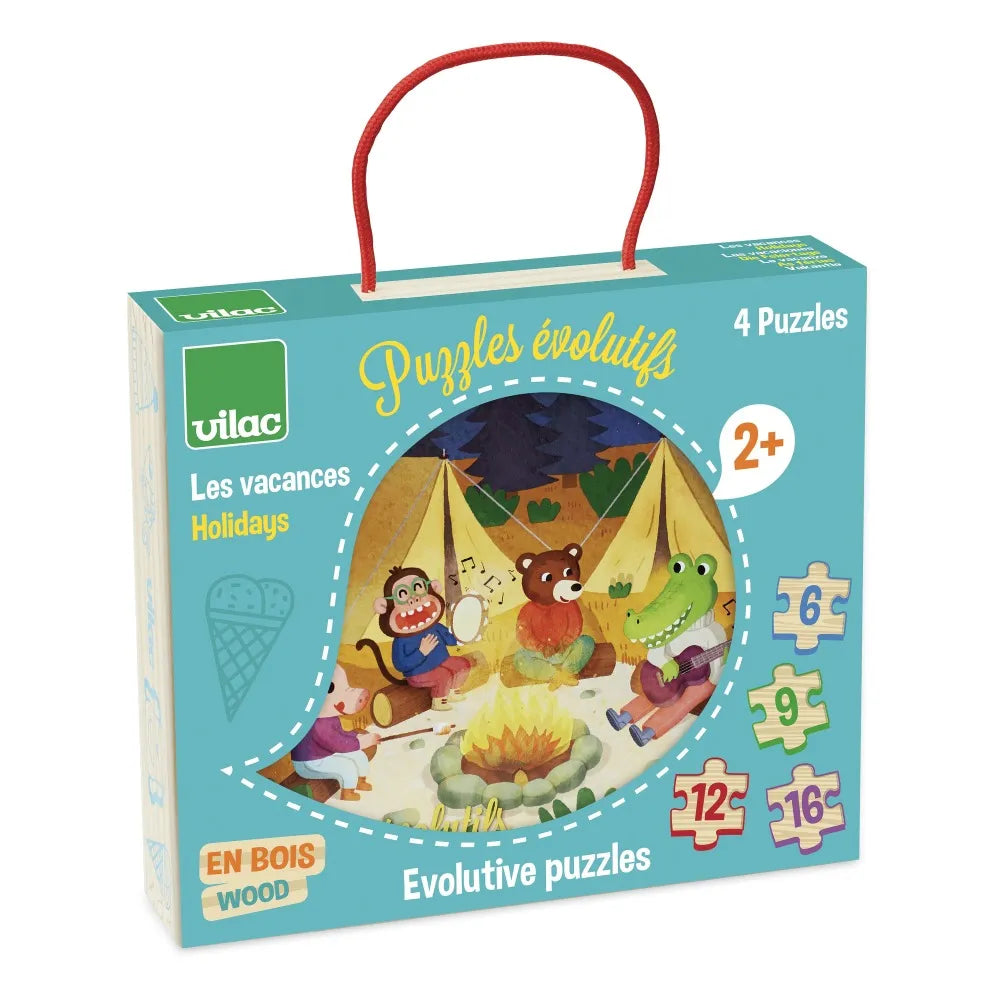 Evolutive Puzzles -Holidays-Vilac 4 Wooden Puzzles in a Box