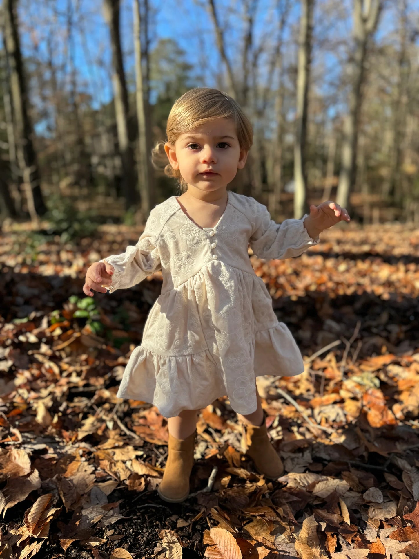 Juniper Cream Embroidered Dress - Vignette Girl