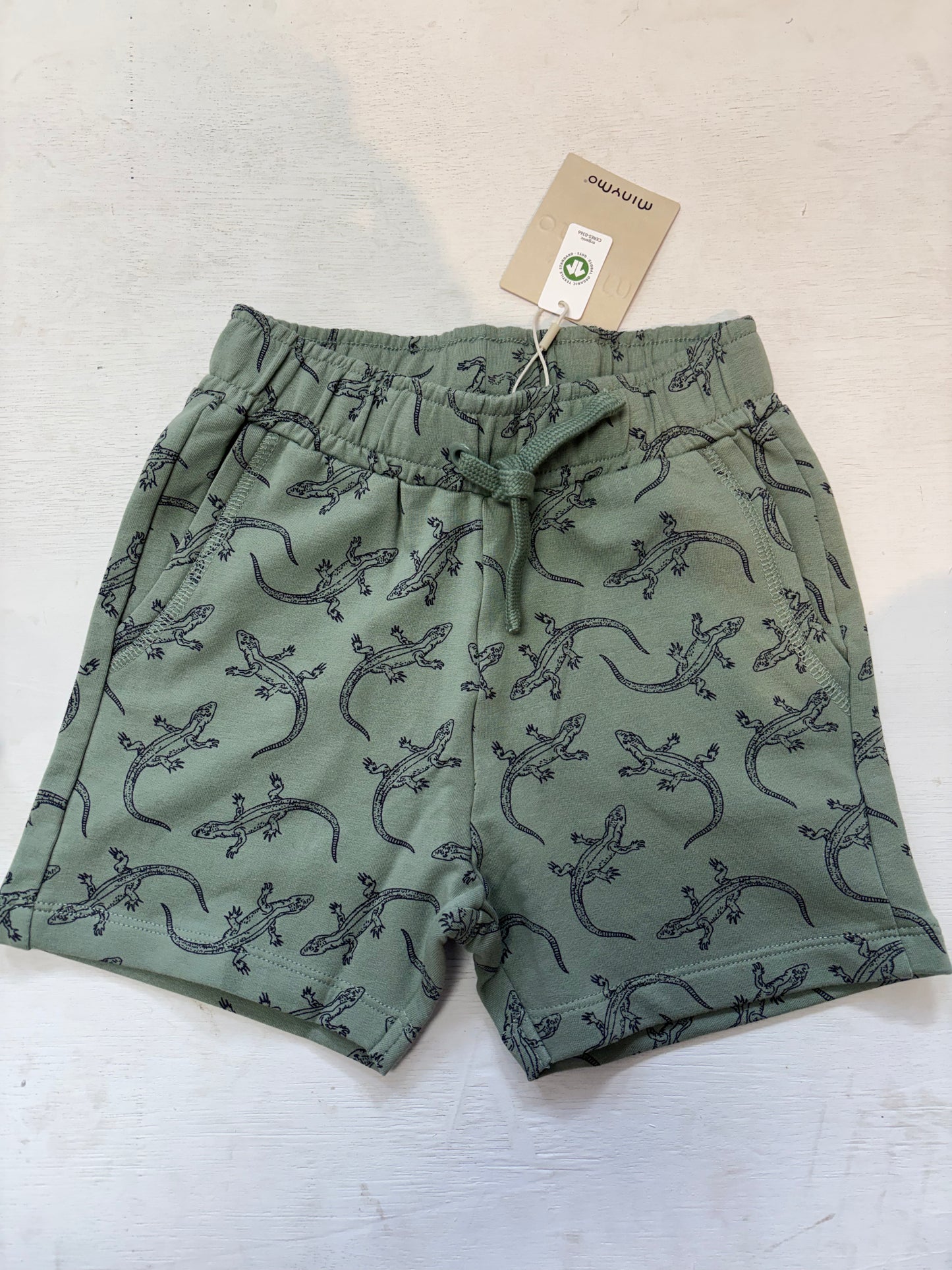 Green Gecko Knit Shorts   - Minymo