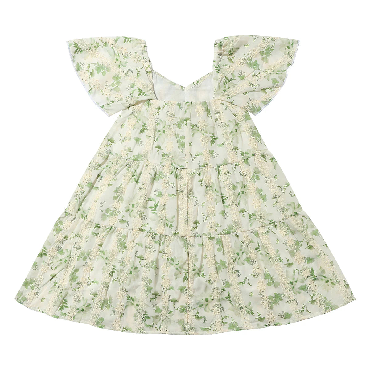Sierra Dress - Green Print Eyelet - Vignette Girls