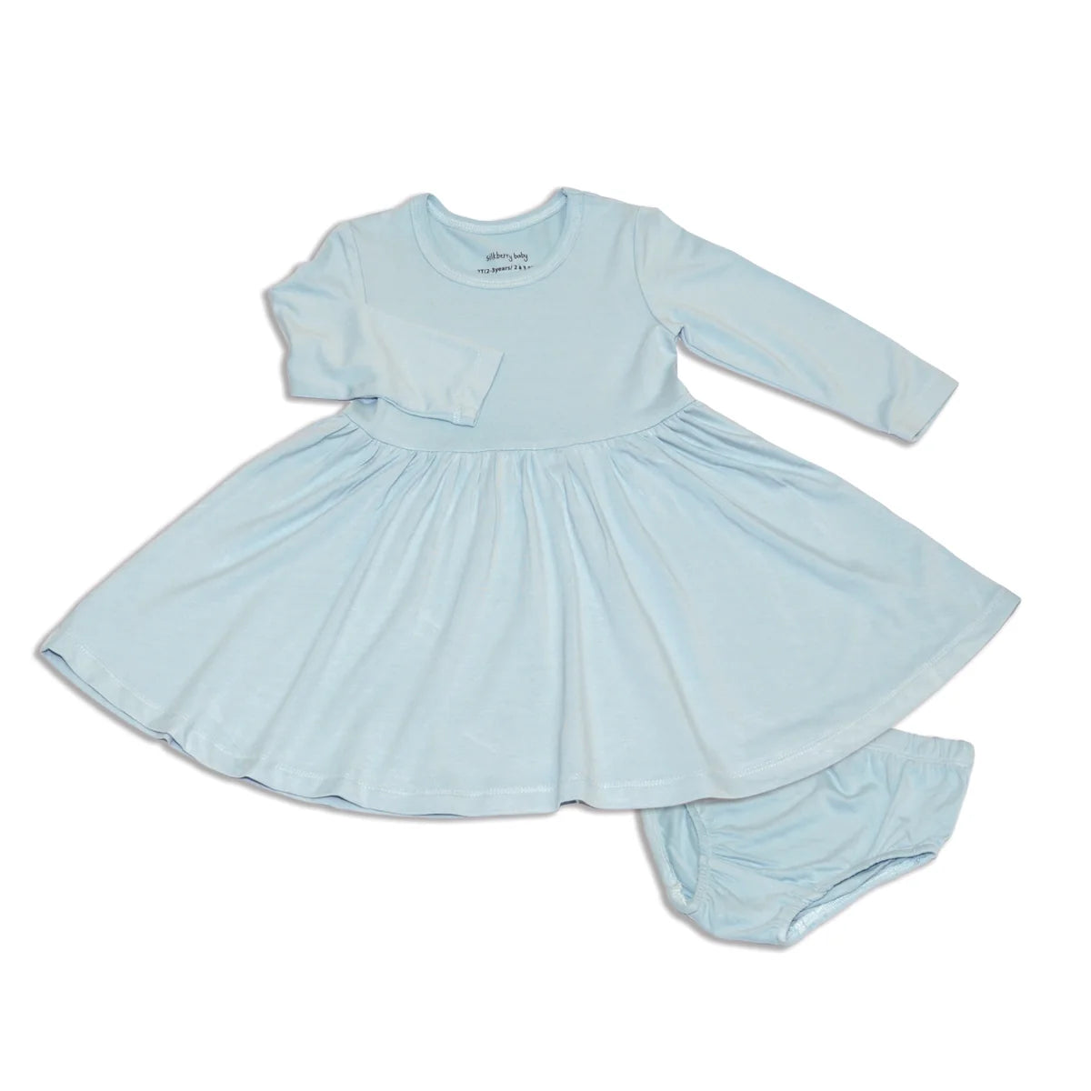 Sea Foam Blue Bamboo Twirl Dress with Matching Underwear-Silkberry