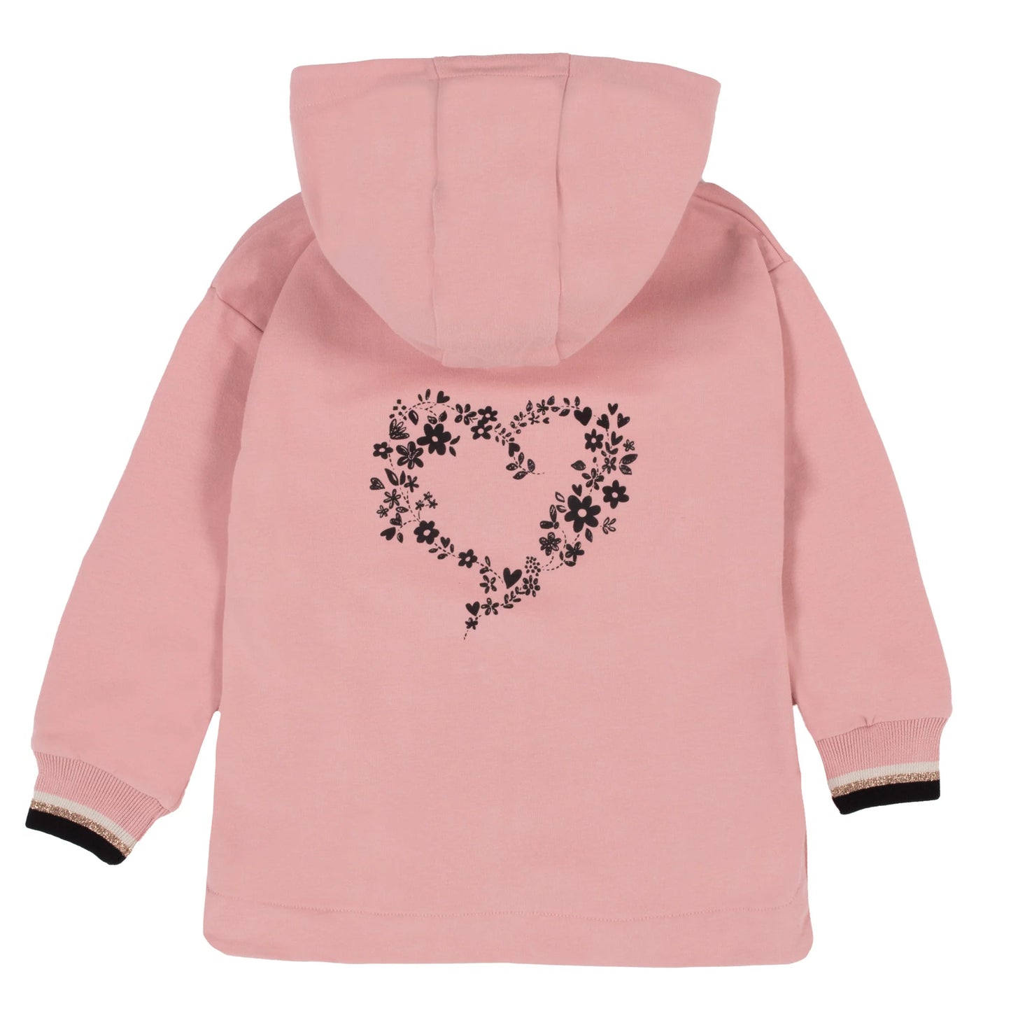 Girls Pink Hooded Sweater Zipper-Nano