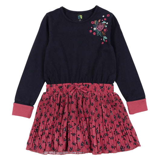 Navy  and Pink Knit Tunic with Broomstick Skirt -Nano