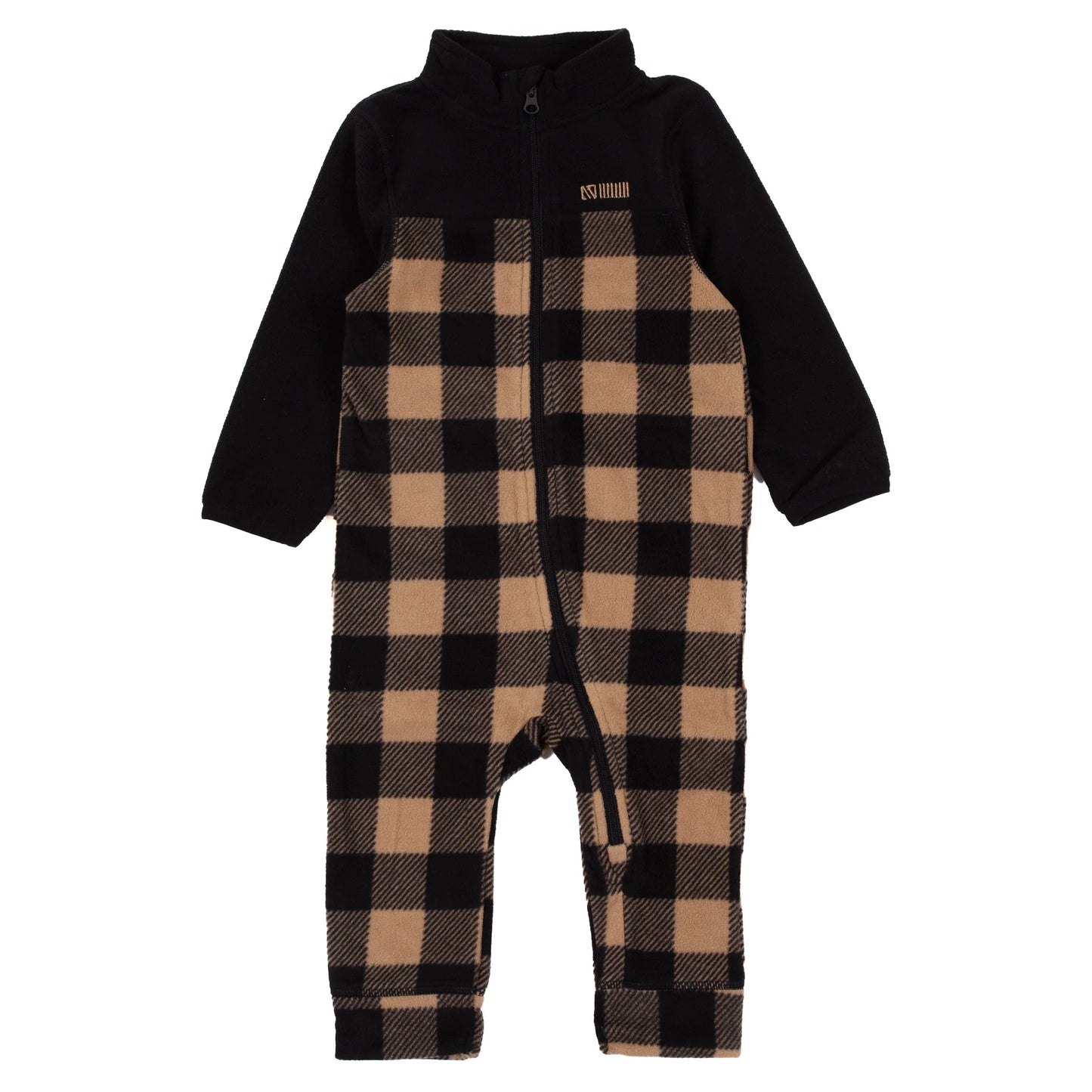 Brown and BlackCheck Fleece Baby One Piece-Nano