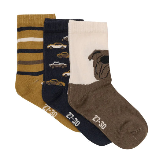 3 Pk Dog Socks -Minymo