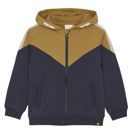 Boys Navy and Brown Hooded Sweatshirt-Minymo