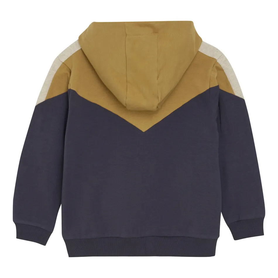 Boys Navy and Brown Hooded Sweatshirt-Minymo