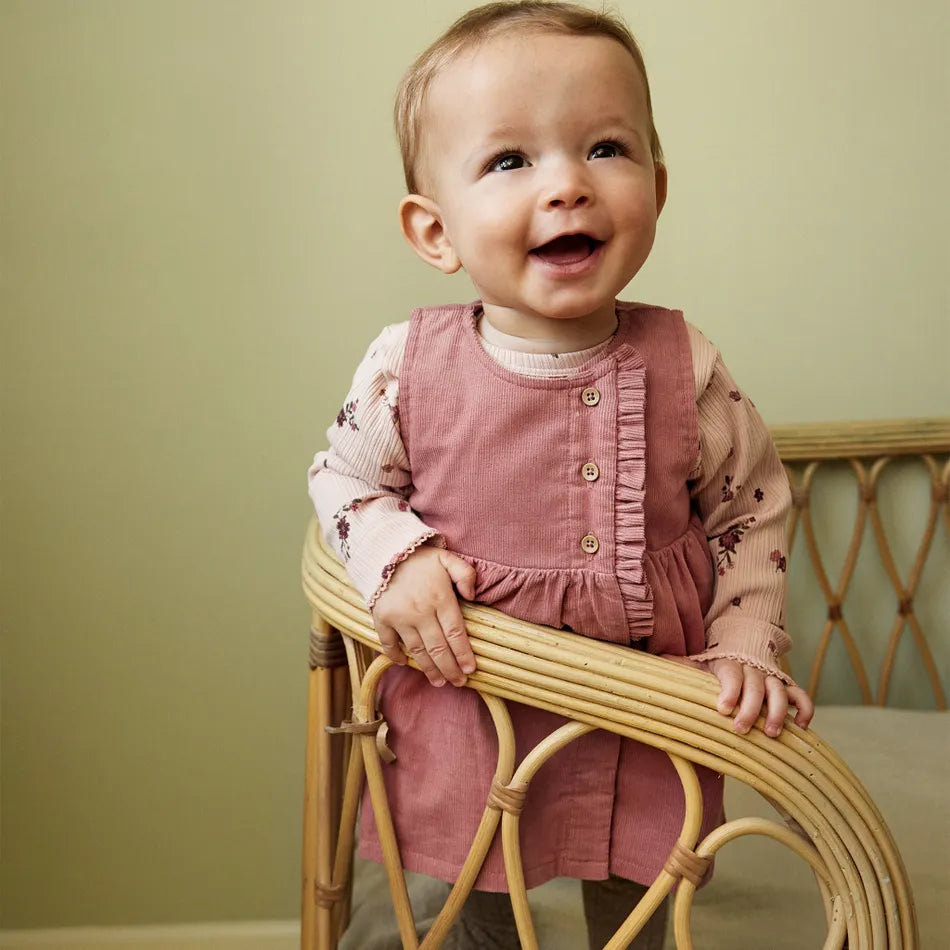 Pink Corduroy Jumper Dress Baby -Minymo