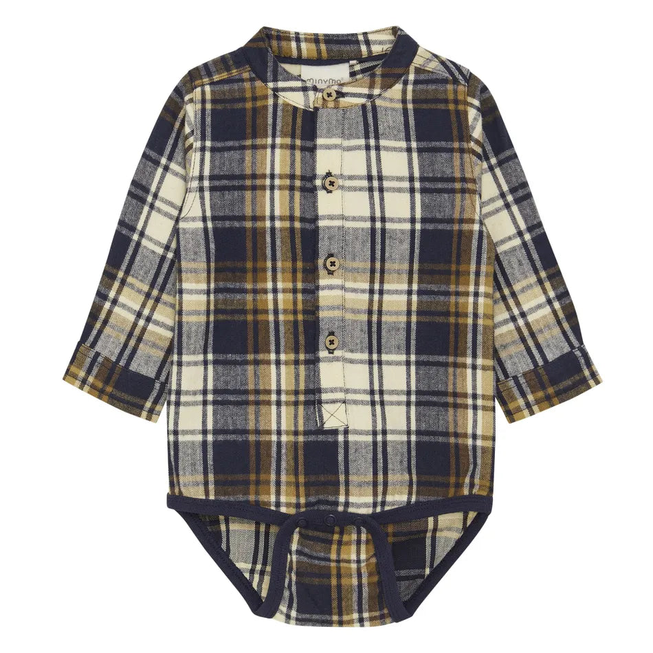 Plaid Woven Onesie-Minymo