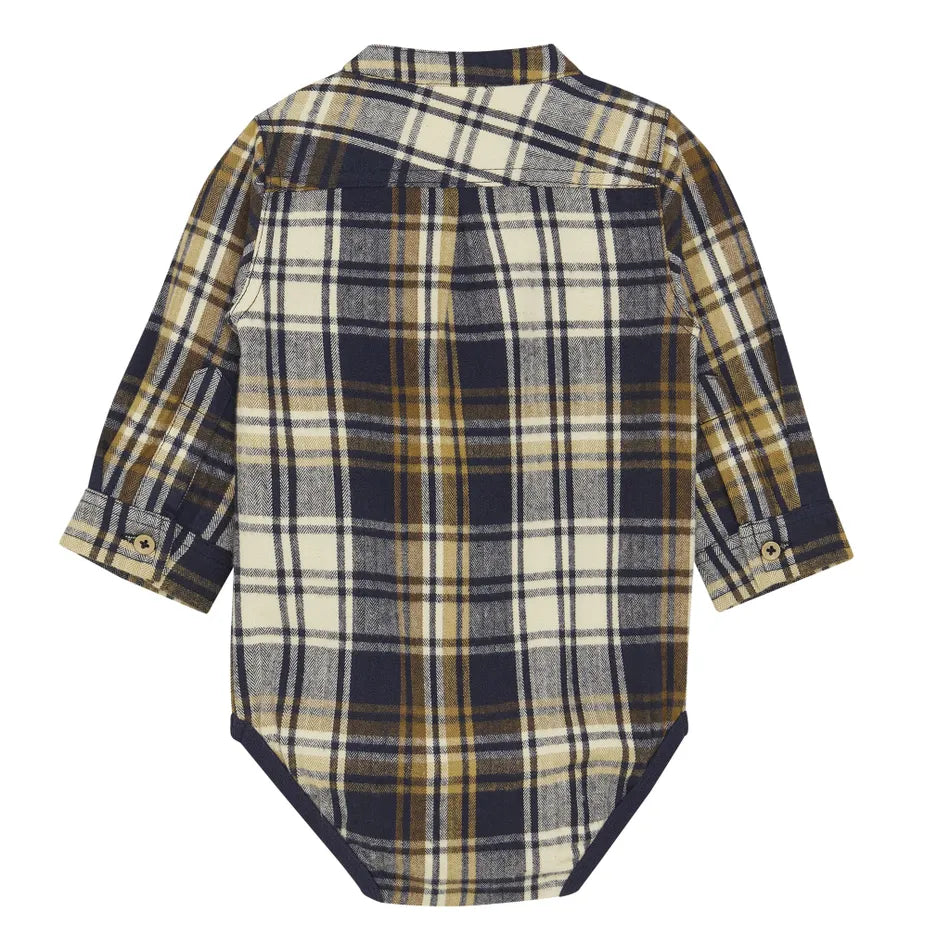 Plaid Woven Onesie-Minymo