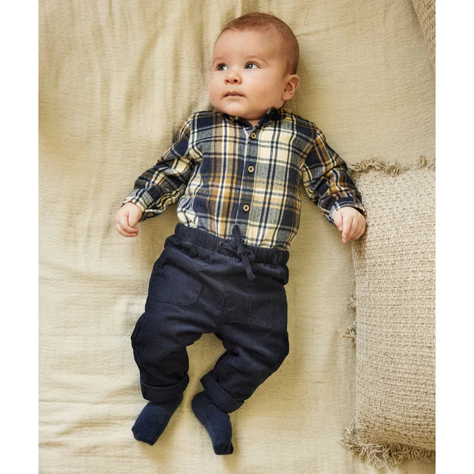 Plaid Woven Onesie-Minymo