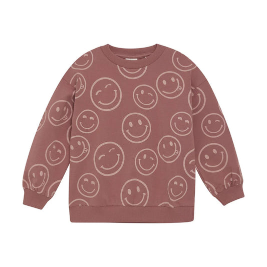 Happy Face Sweatshirt in Rose-Minymo