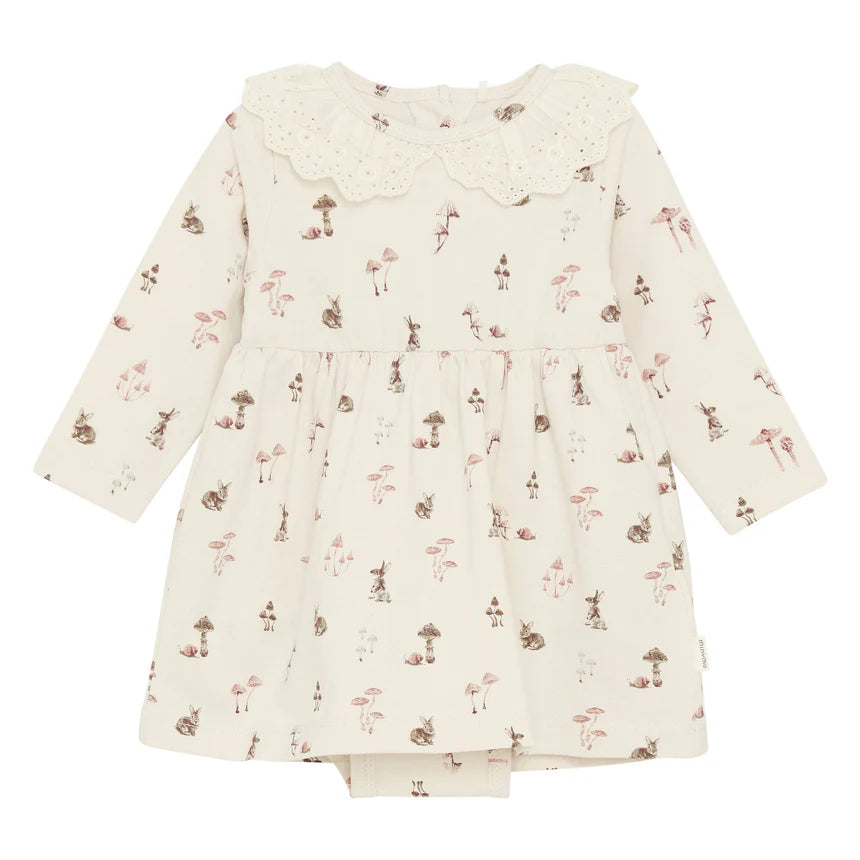 Mushroom Print Baby Dress with Bodysuit - MinyMo