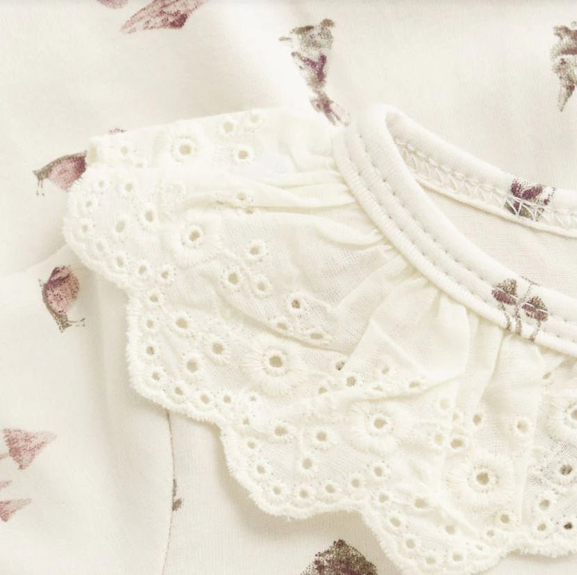 Mushroom Print Baby Dress with Bodysuit - MinyMo