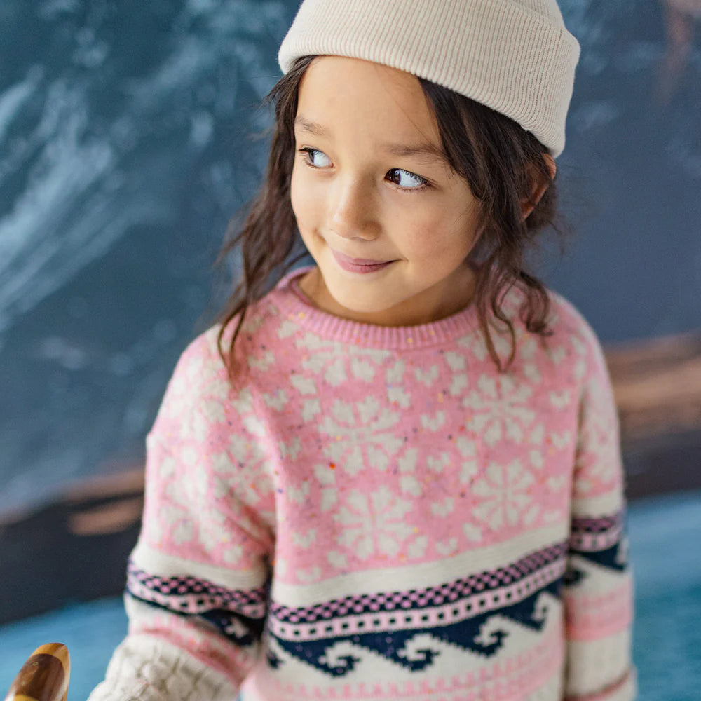 Pink Knit Long Sleeve Knit Sweater -Souris Mini