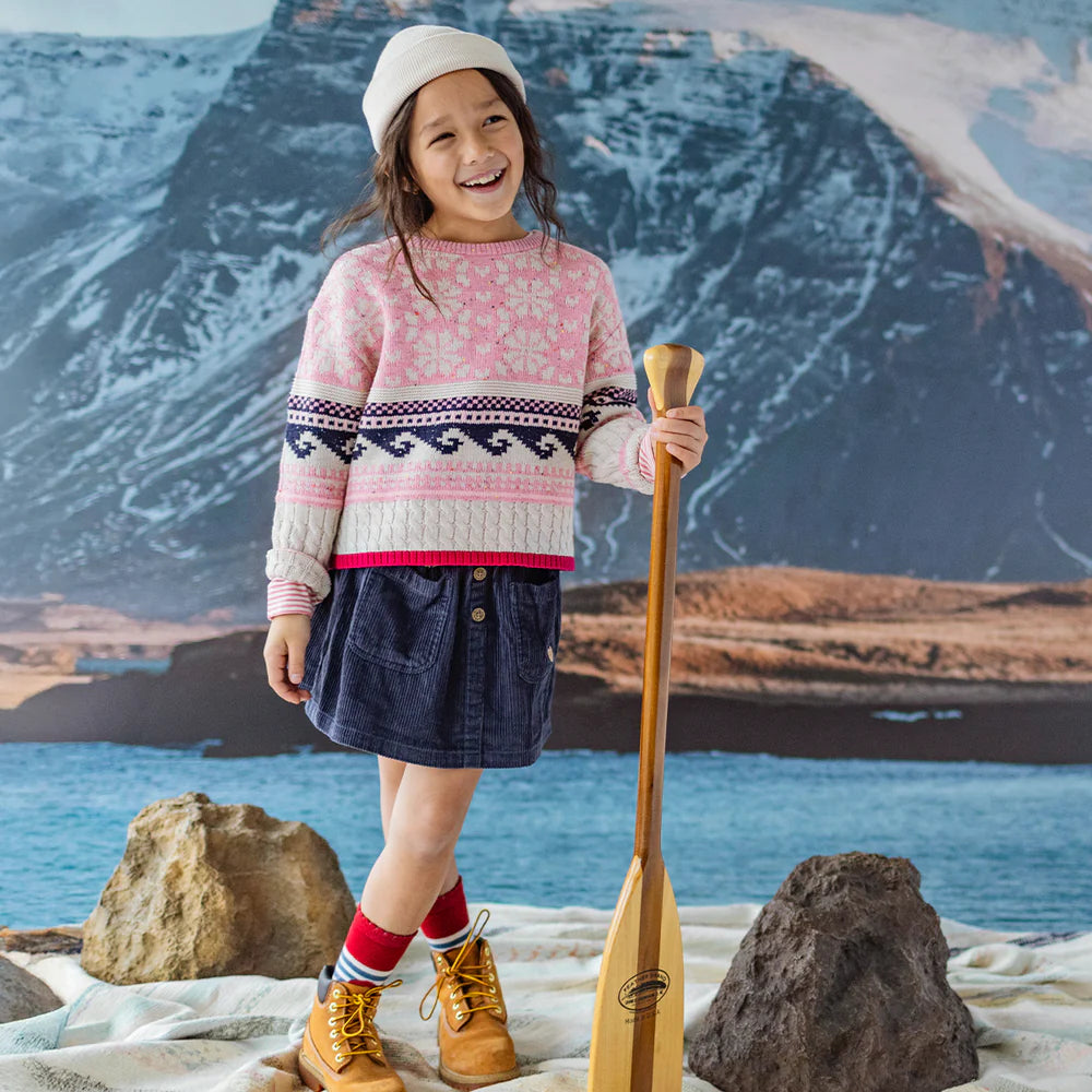 Pink Knit Long Sleeve Knit Sweater -Souris Mini