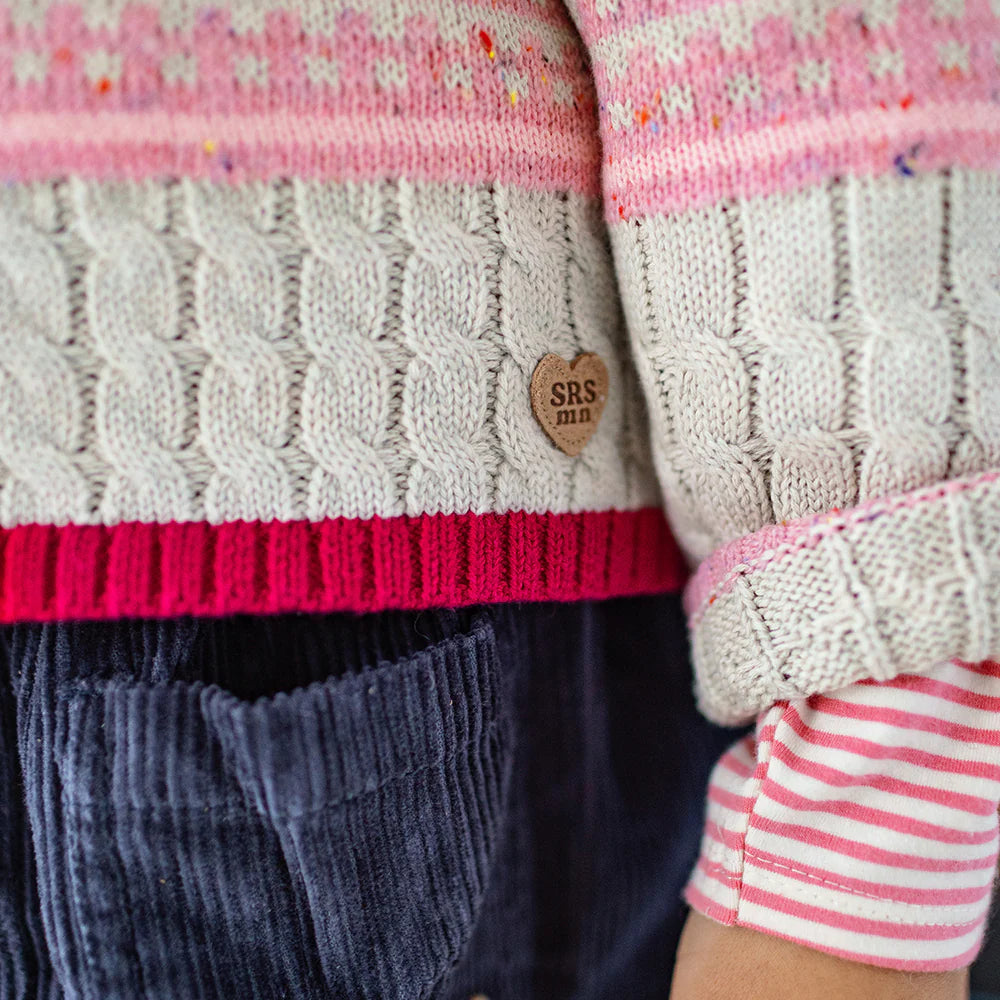 Pink Knit Long Sleeve Knit Sweater -Souris Mini