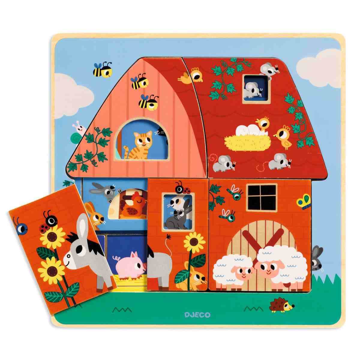 Chez Moo -3 Layer Puzzle-Djeco