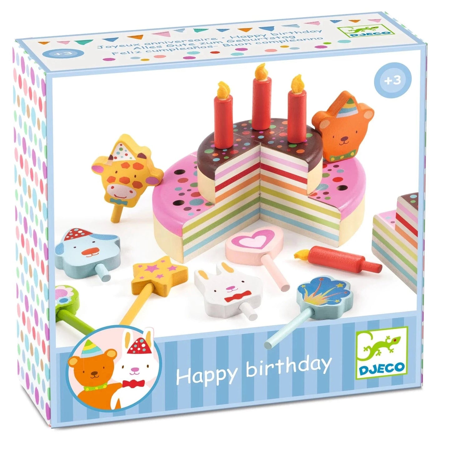Wooden Happy Birthday Cake