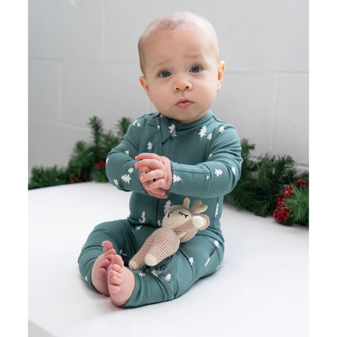 Forest Green Pine Trees Baby Footed Sleeper-Belan.J